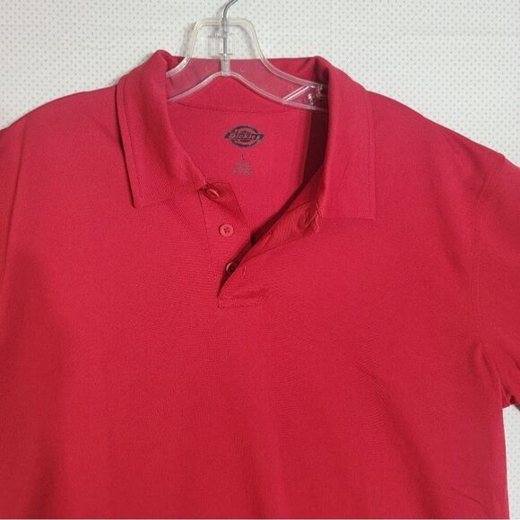 Dickies Polo Shirt Mens Large Red Short Sleeve Three Button Polyester Polo - Picture 5 of 8